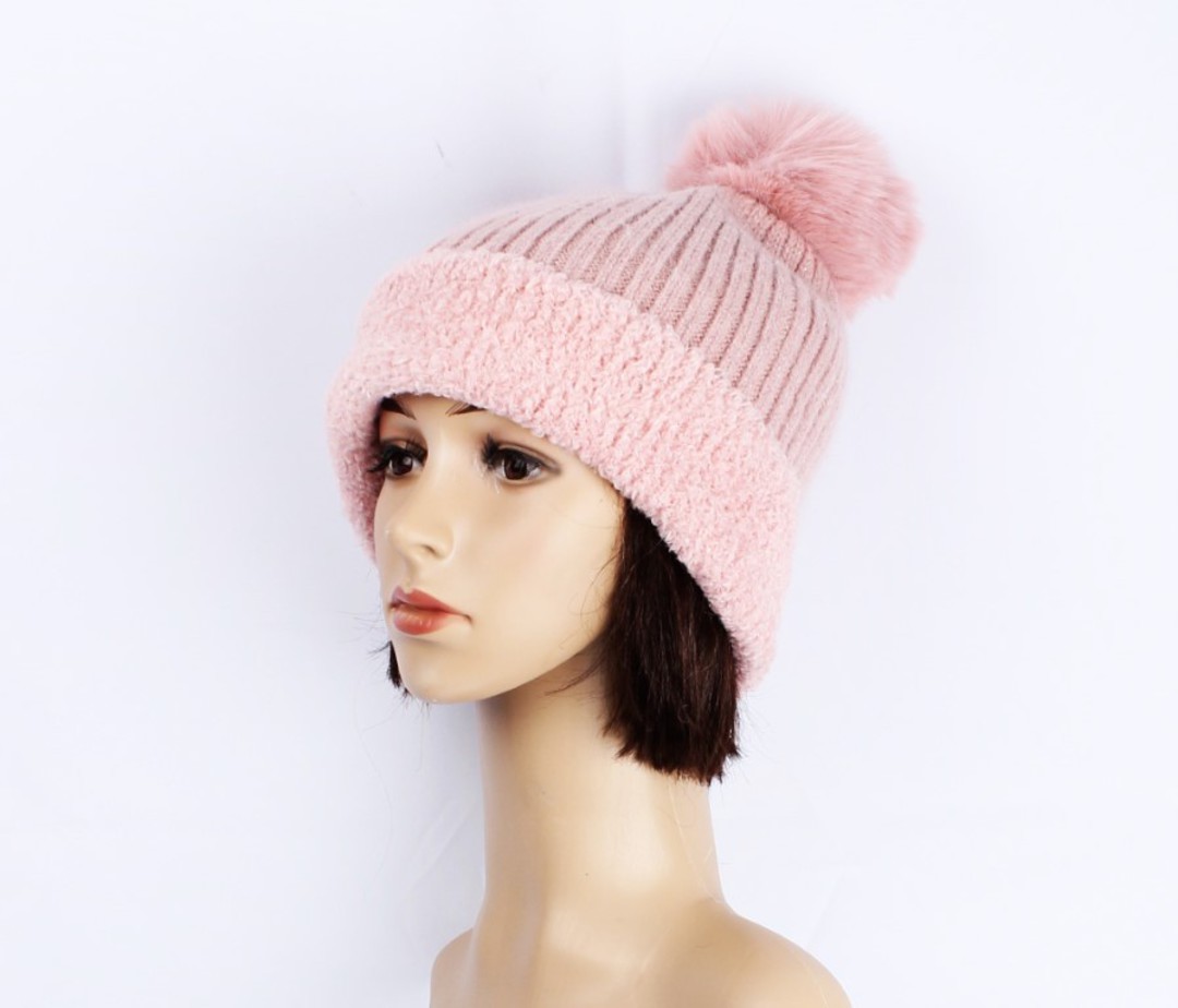Head Start soft angora pompom beanie  for comfort and warmth pink STYLE : HS/5059PNK image 0